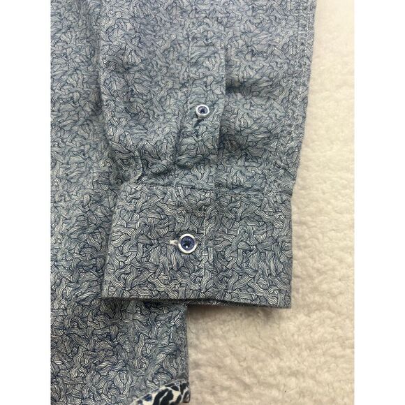 Robert Graham Shirt Size Medium‎ M Blue Pattern Short Sleeve Tailored Fit Modern - Picture 2 of 9